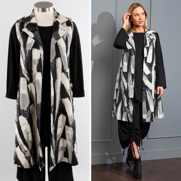 Bryn Walker Marcelina Stretch Jacquard Open Front Vest - Picture 2 of 12